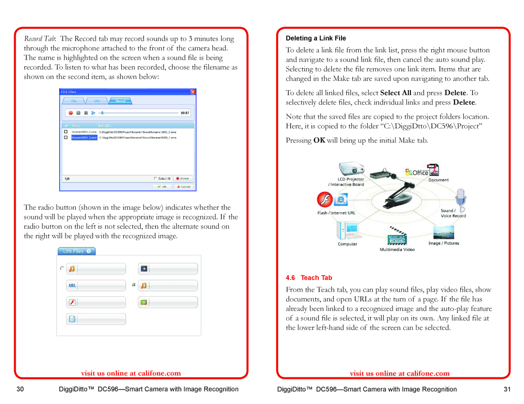 Califone DC596 user manual Pressing OK will bring up the initial Make tab 