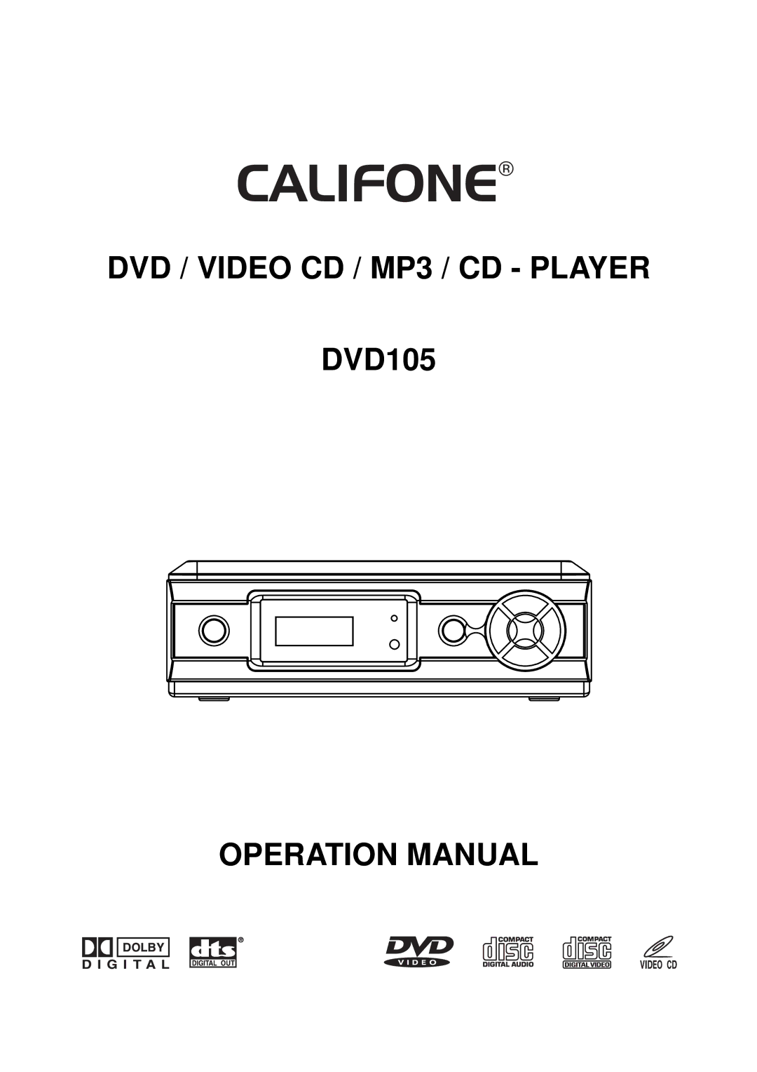 Califone DVD105 operation manual DVD / Video CD / MP3 / CD Player 