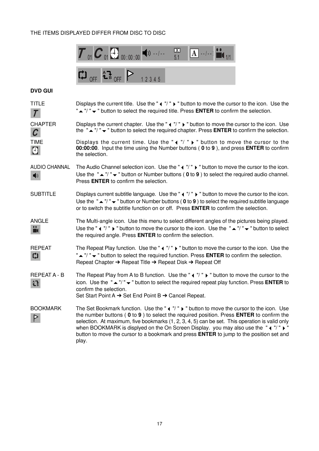 Califone DVD105 operation manual Dvd Gui 