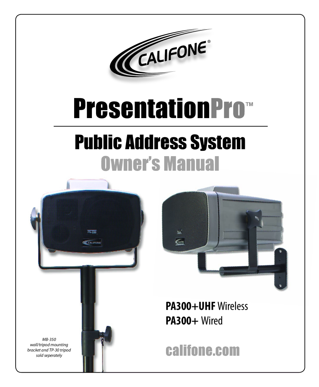 Califone MB-350 owner manual PresentationPro 