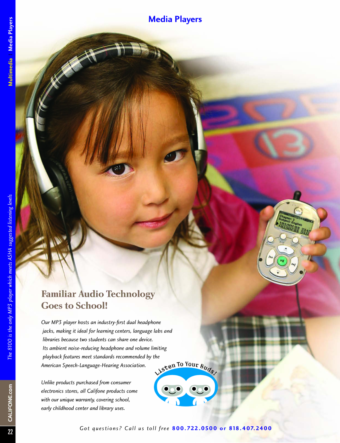 Califone PA616 manual Familiar Audio Technology Goes to School, Multimedia Media Players 