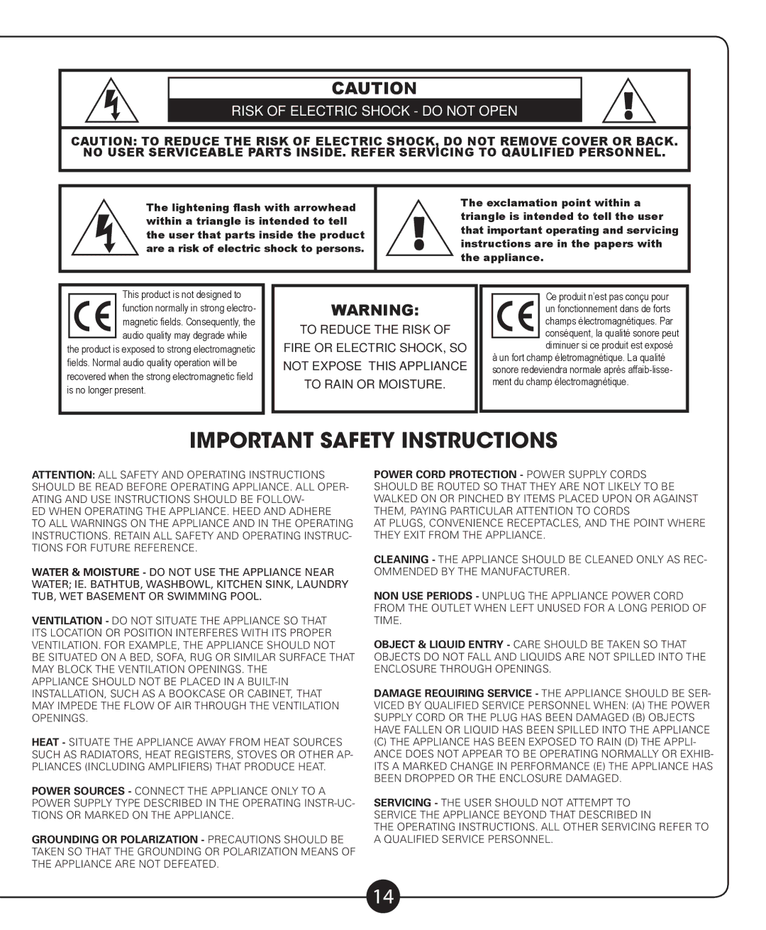 Califone PA916 -PS, PA916 -SP owner manual Important Safety Instructions 