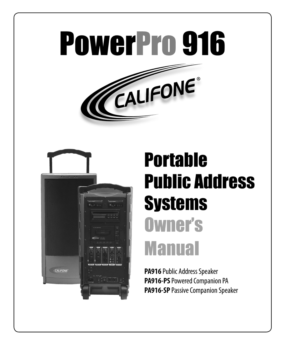 Califone PA916-PS, PA916-SP owner manual PowerPro 