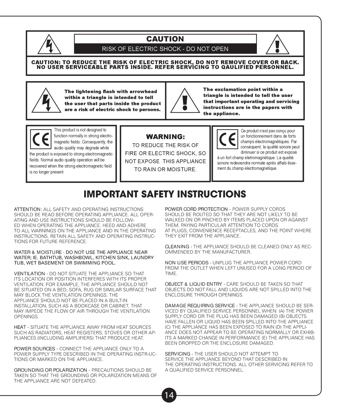 Califone PA916-SP, PA916-PS owner manual Important Safety Instructions 