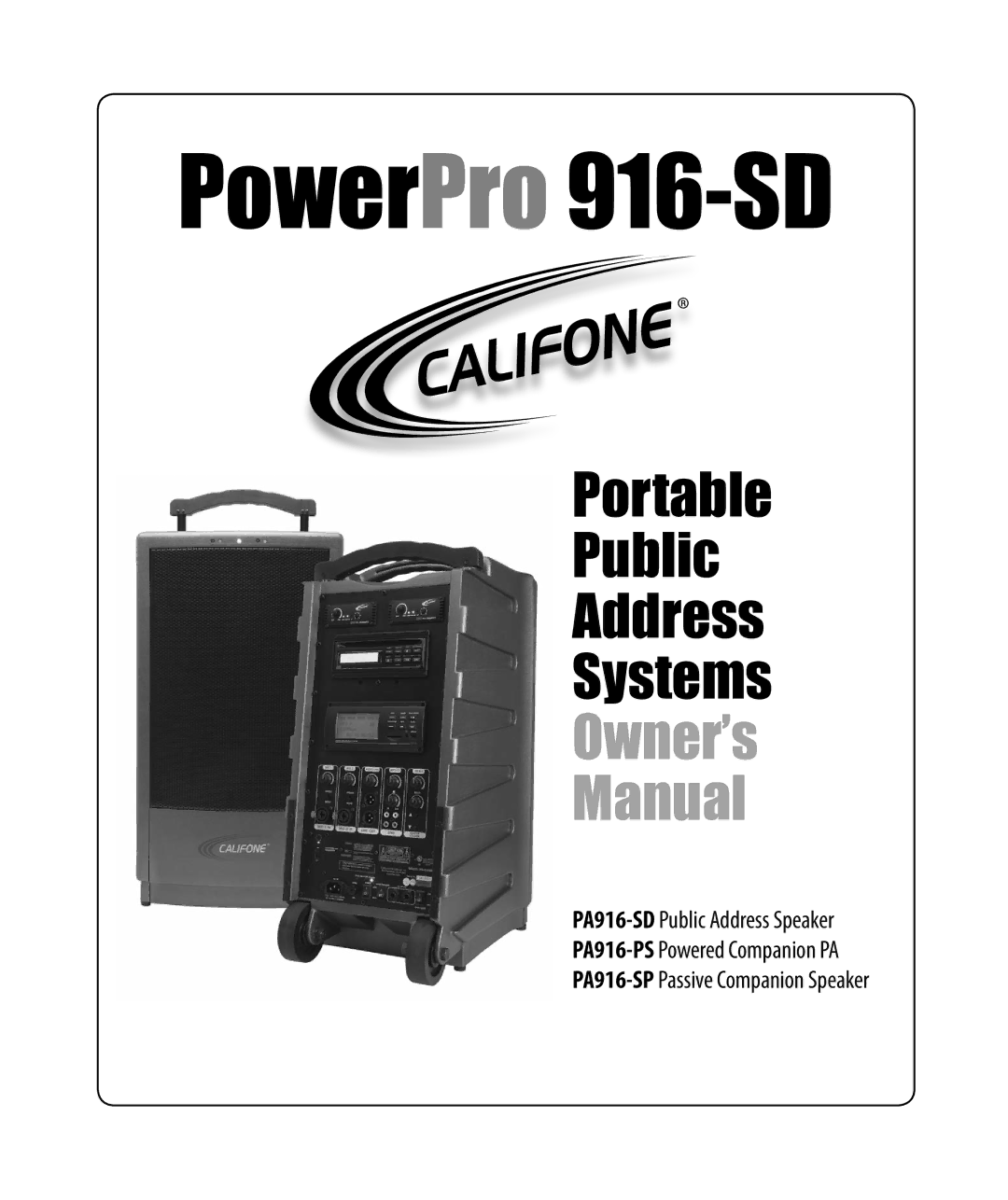 Califone PA916-SD, PA916-SP, PA916-PS owner manual PowerPro 916-SD 