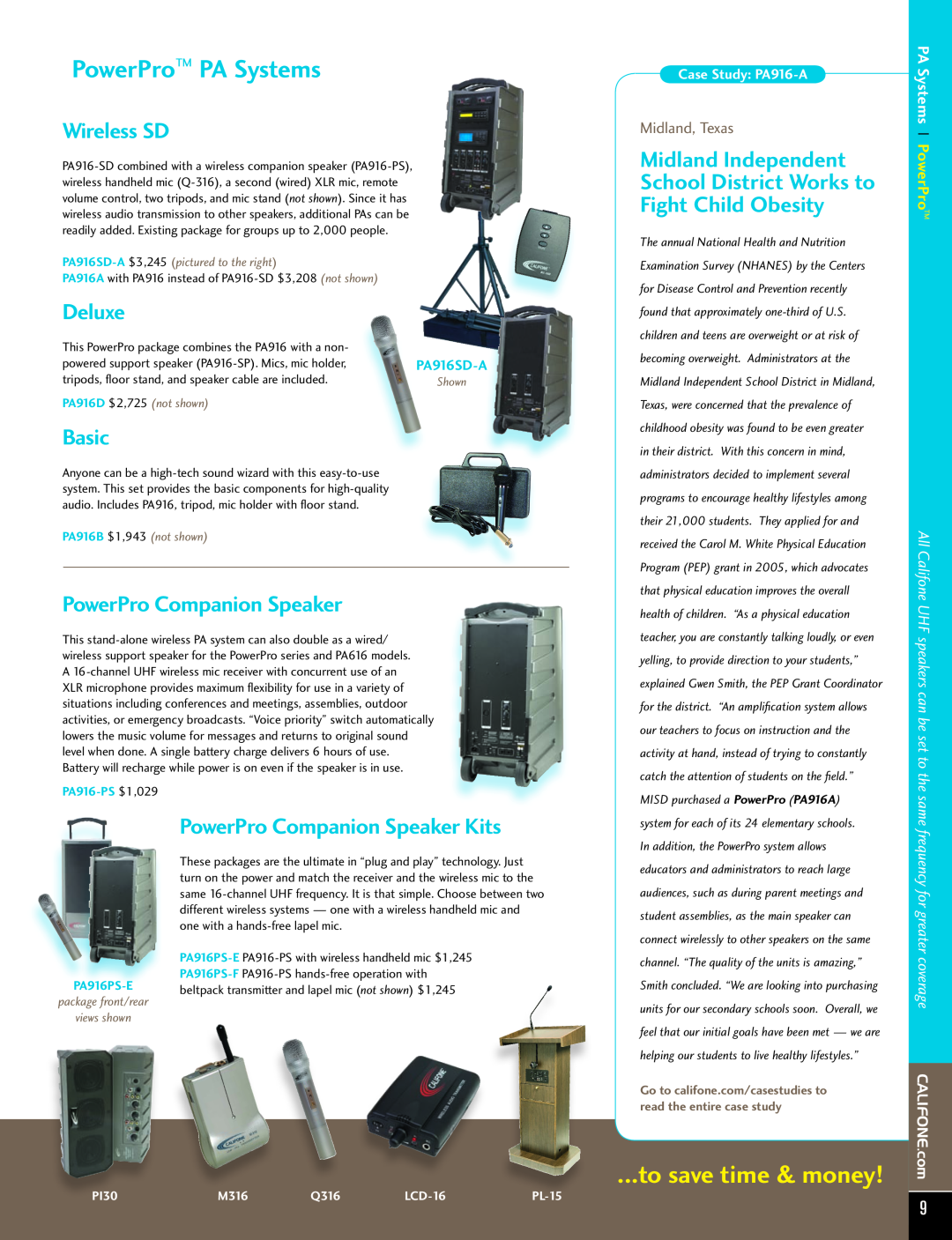 Califone PI30-IRSYS PowerPro PA Systems, to save time & money, Wireless SD, Deluxe, Basic, PowerPro Companion Speaker 