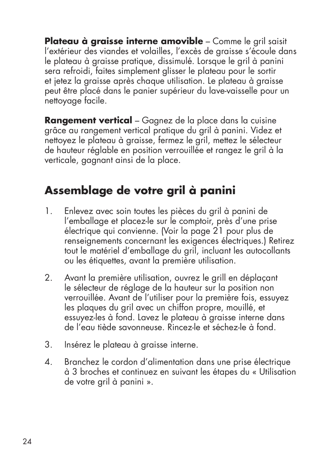 Calphalon 1759546, 17596.59 manual Assemblage de votre gril à panini 