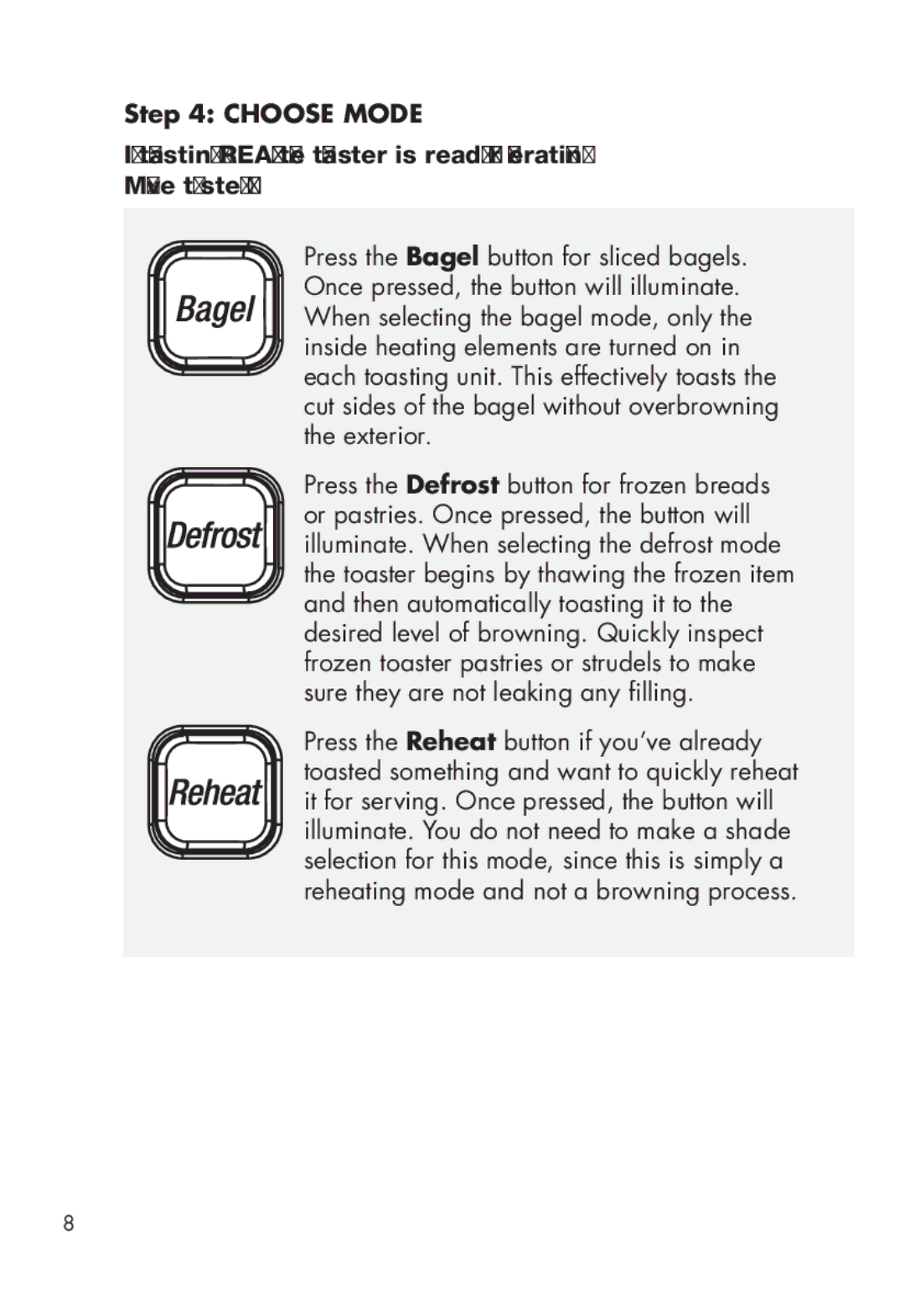 Calphalon 1779207, 1779206 manual Choose Mode 