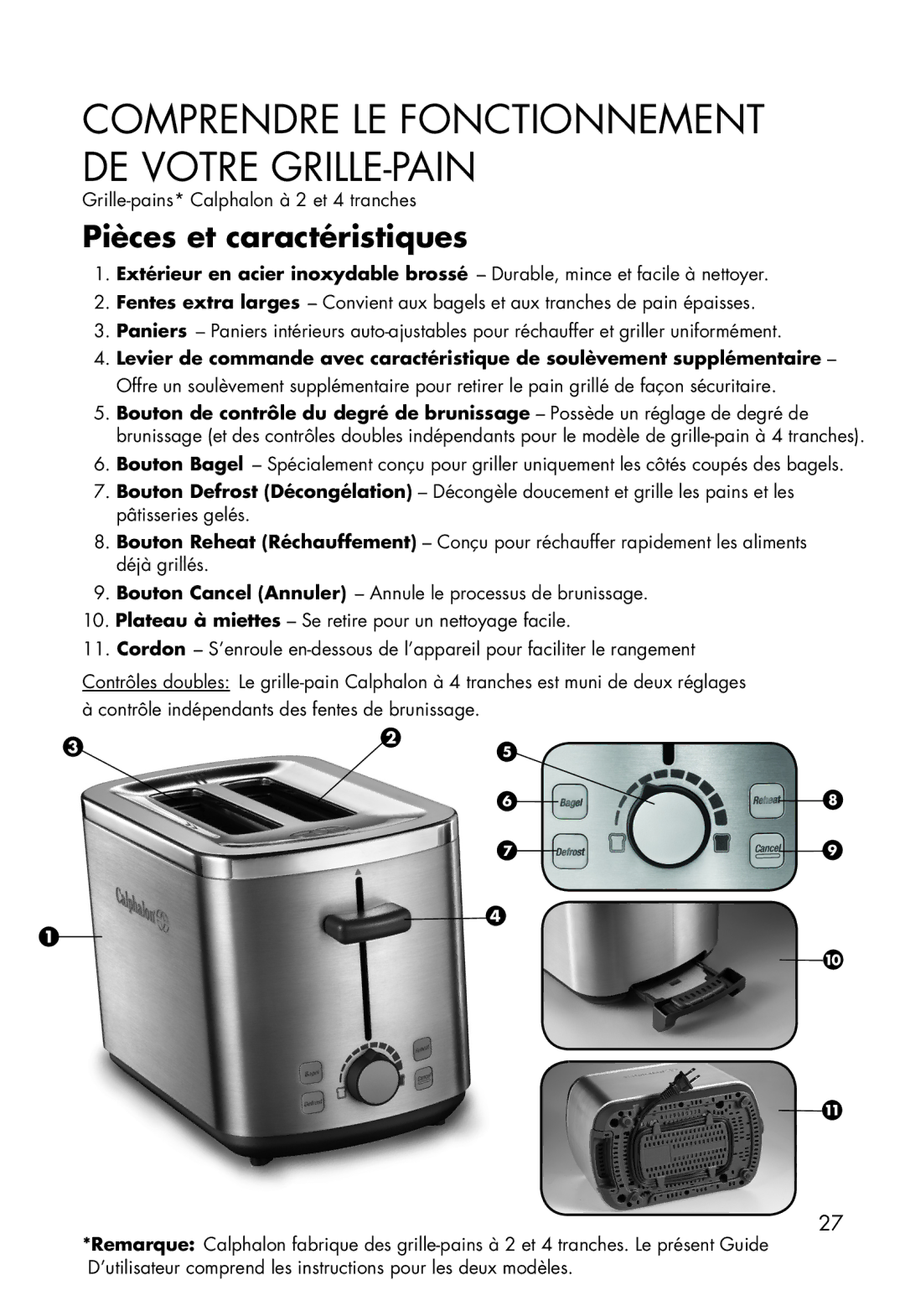 Calphalon 1779206, 1779207 manual Comprendre LE Fonctionnement DE Votre GRILLE-PAIN 