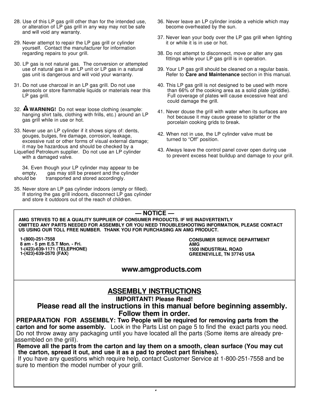 Calphalon 8353 owner manual Assembly Instructions, IMPORTANT! Please Read 