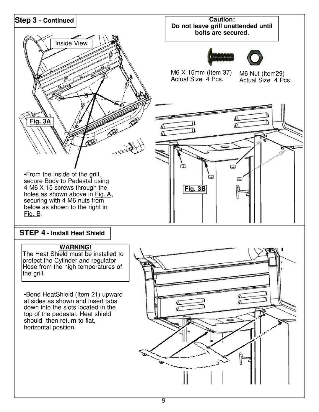 Calphalon 8353 owner manual Install Heat Shield 