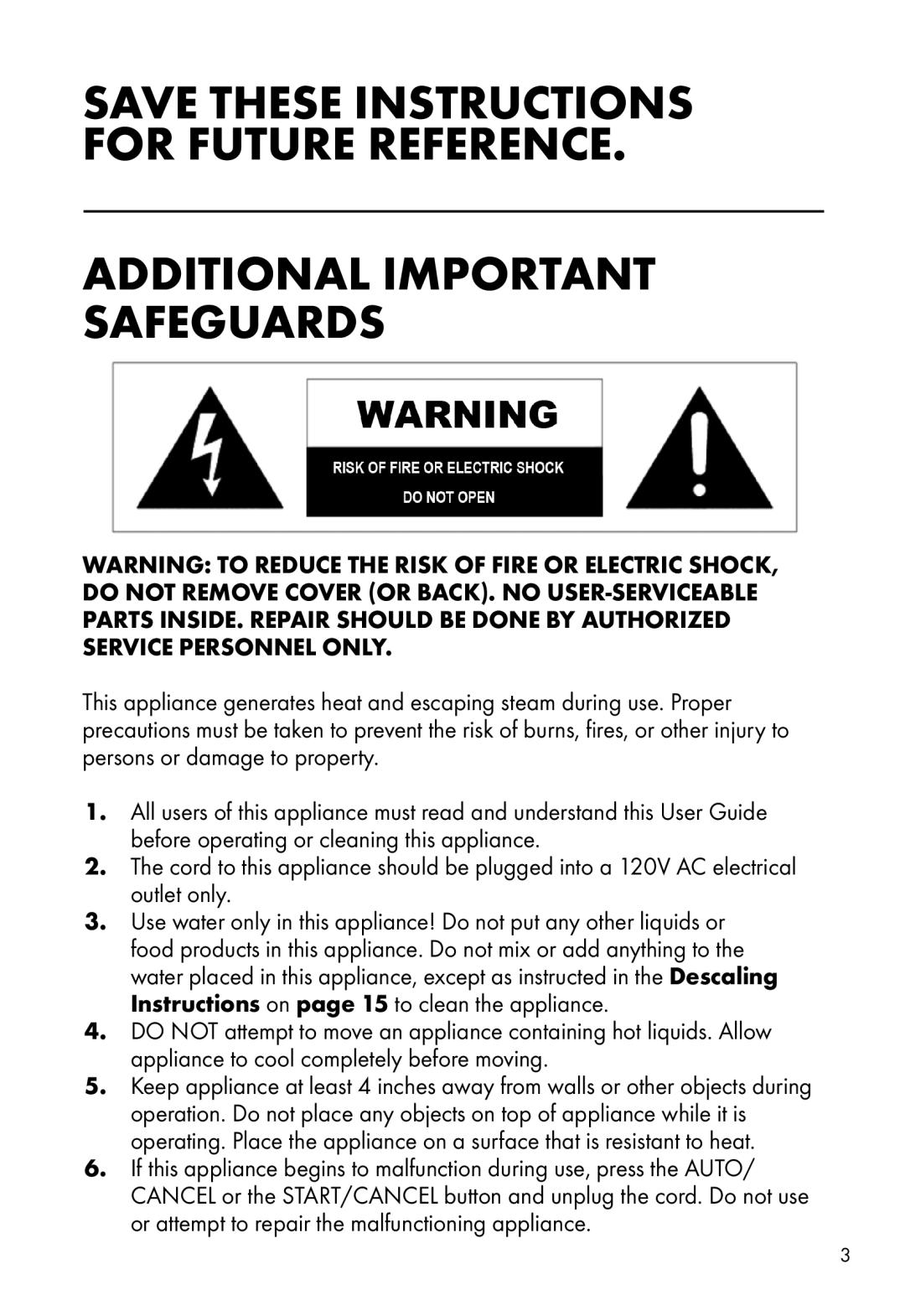 Calphalon HE100CMT, HE120CMG manual Additional Important Safeguards 