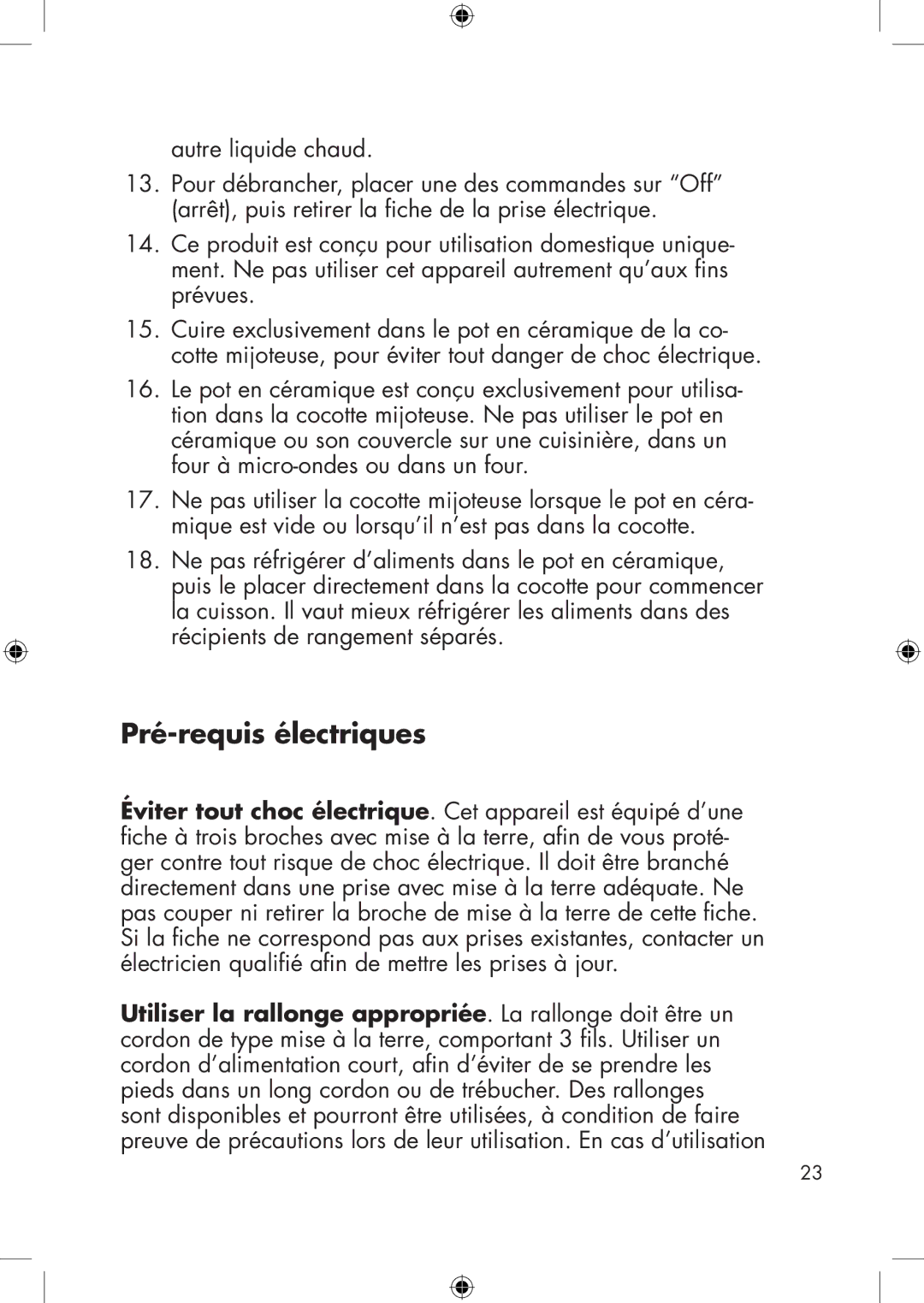 Calphalon HE700SC manual Pré-requis électriques 