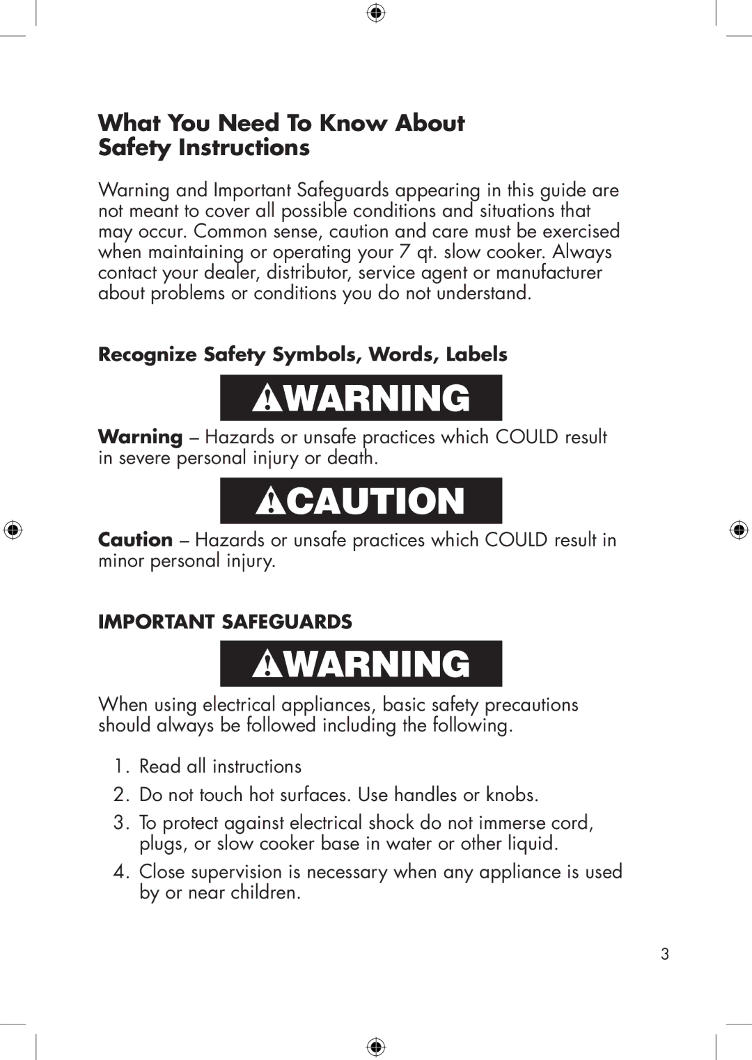 Calphalon HE700SC manual What You Need To Know About Safety Instructions, Recognize Safety Symbols, Words, Labels 