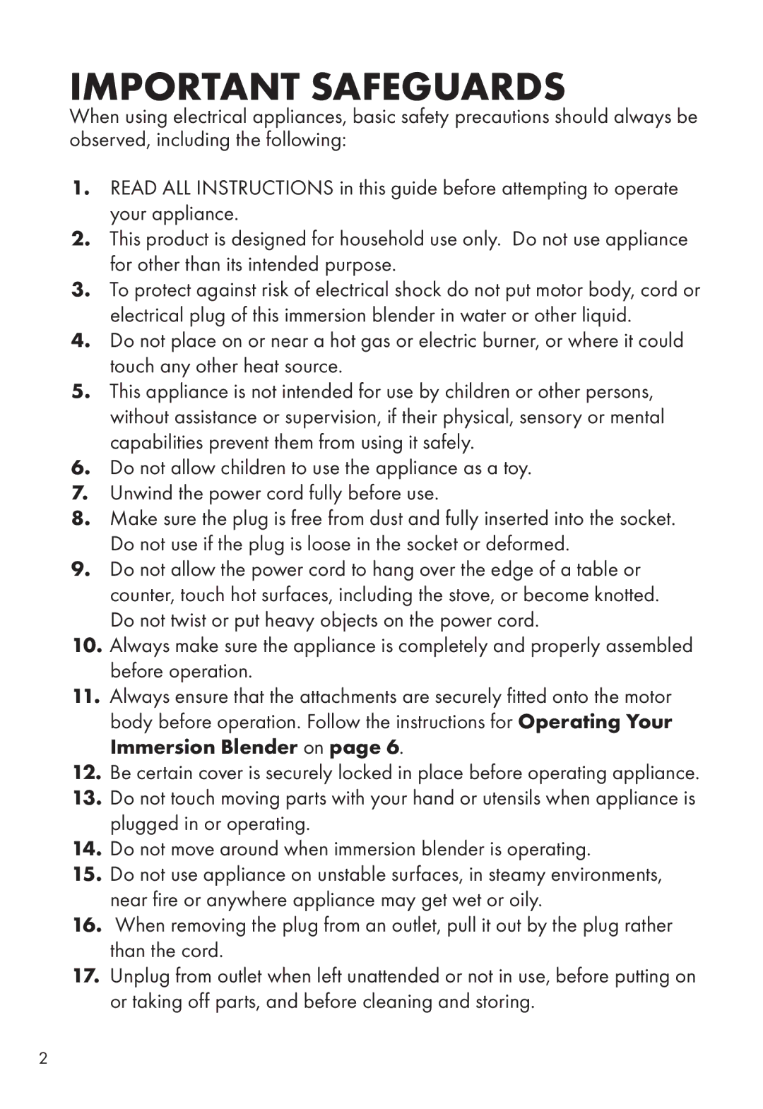 Calphalon ME2501B manual Important Safeguards 