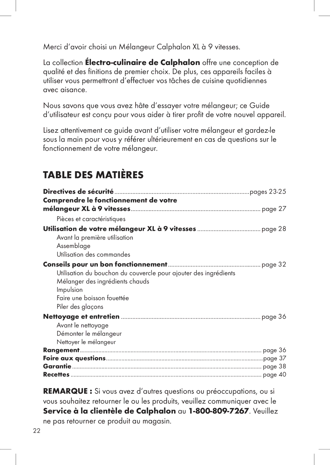 Calphalon ME600BL, 1832449 manual Table des matières, Comprendre le fonctionnement de votre 