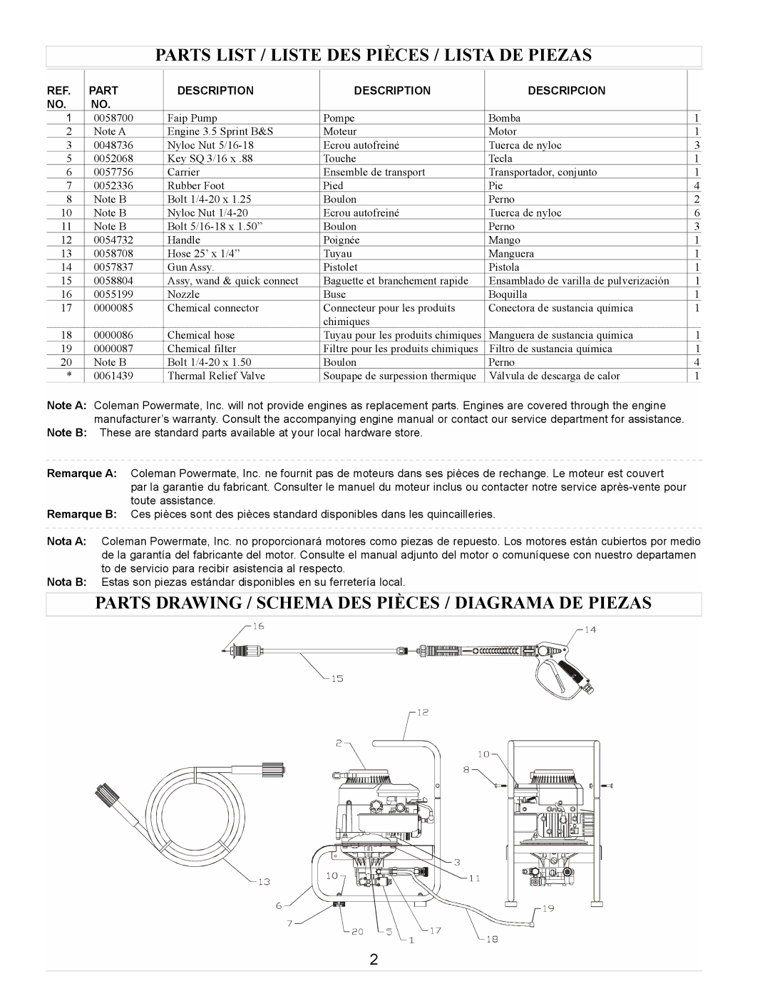 Calvin Klein PW0881801 manual Parts List / Liste DES Pièces / Lista DE Piezas 