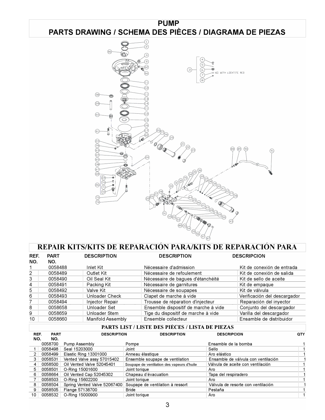 Calvin Klein PW0881801 manual Repair KITS/KITS DE Reparación PARA/KITS DE Reparación Para 