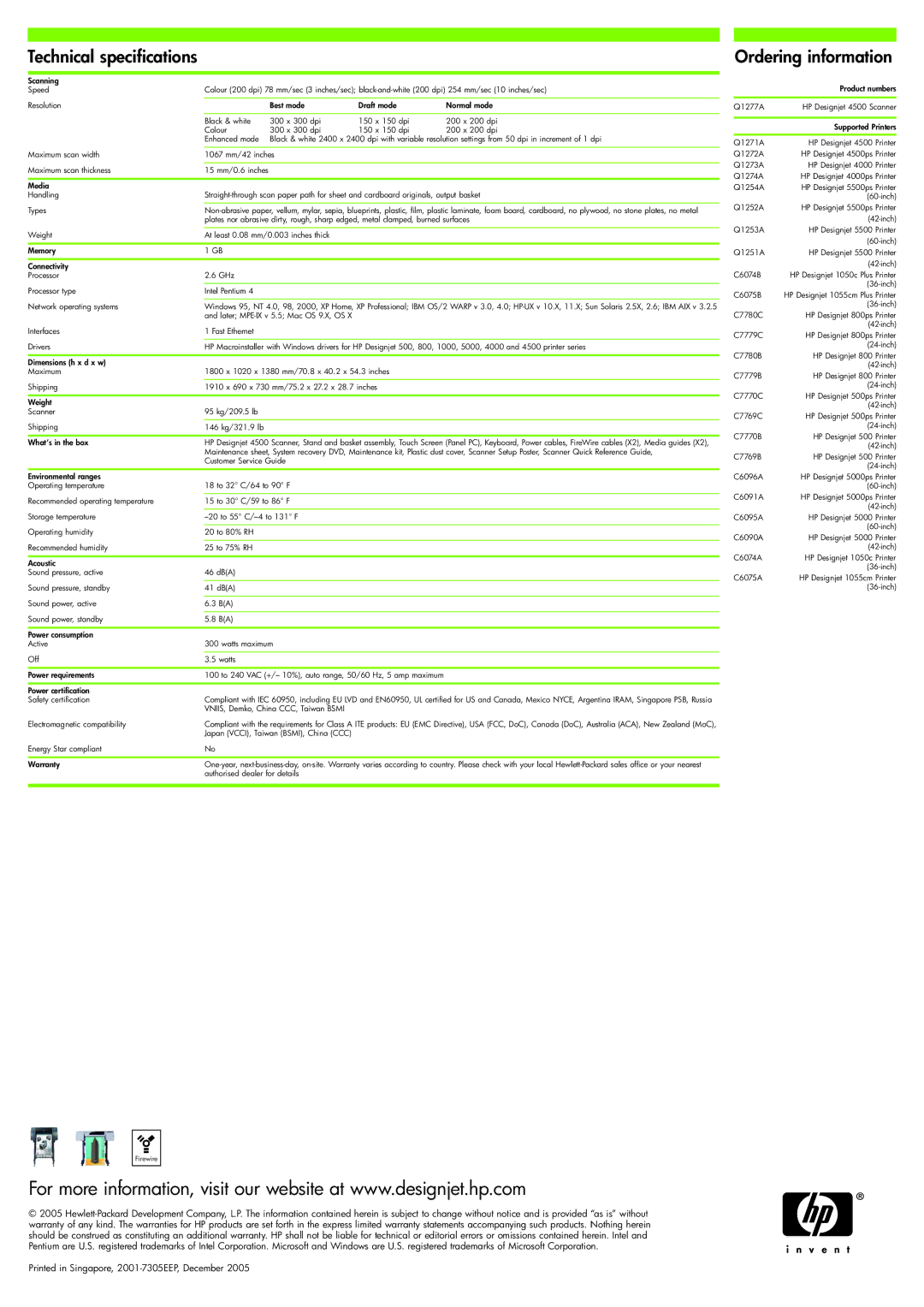 Cambo 4500 manual Technical specifications 