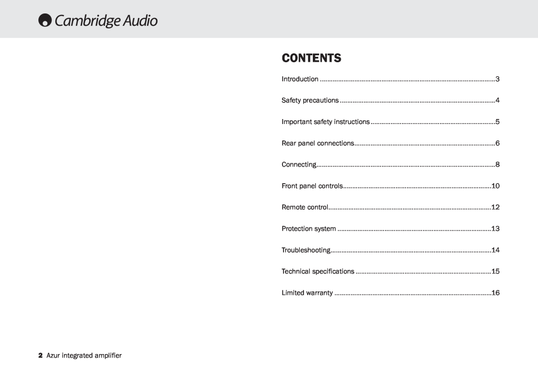Cambridge Audio 340A SE user manual Contents 