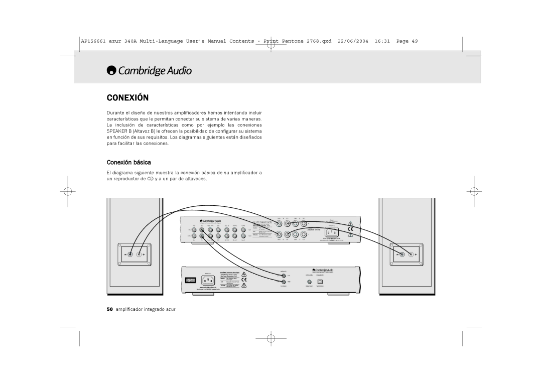 Cambridge Audio 340A user manual Conexión básica 