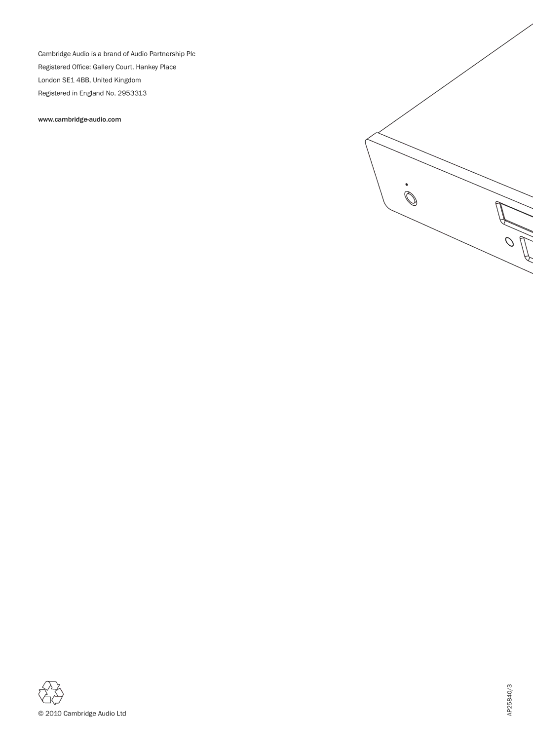 Cambridge Audio 350C user manual AP25840/3 