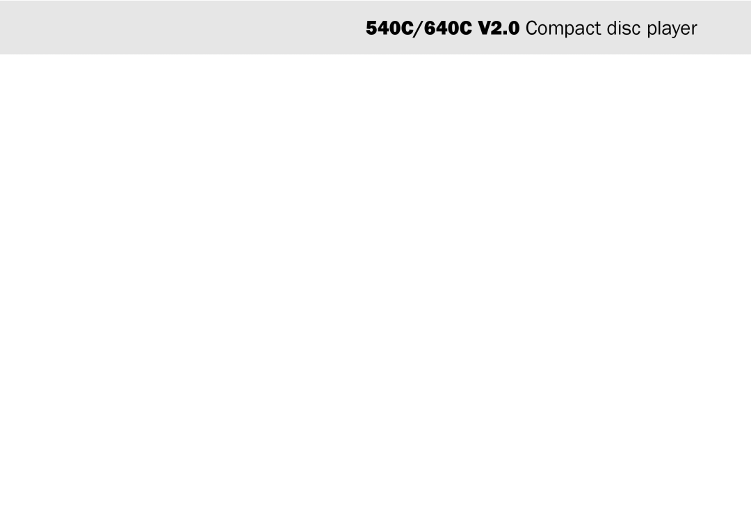 Cambridge Audio user manual 540C/640C V2.0 Compact disc player 