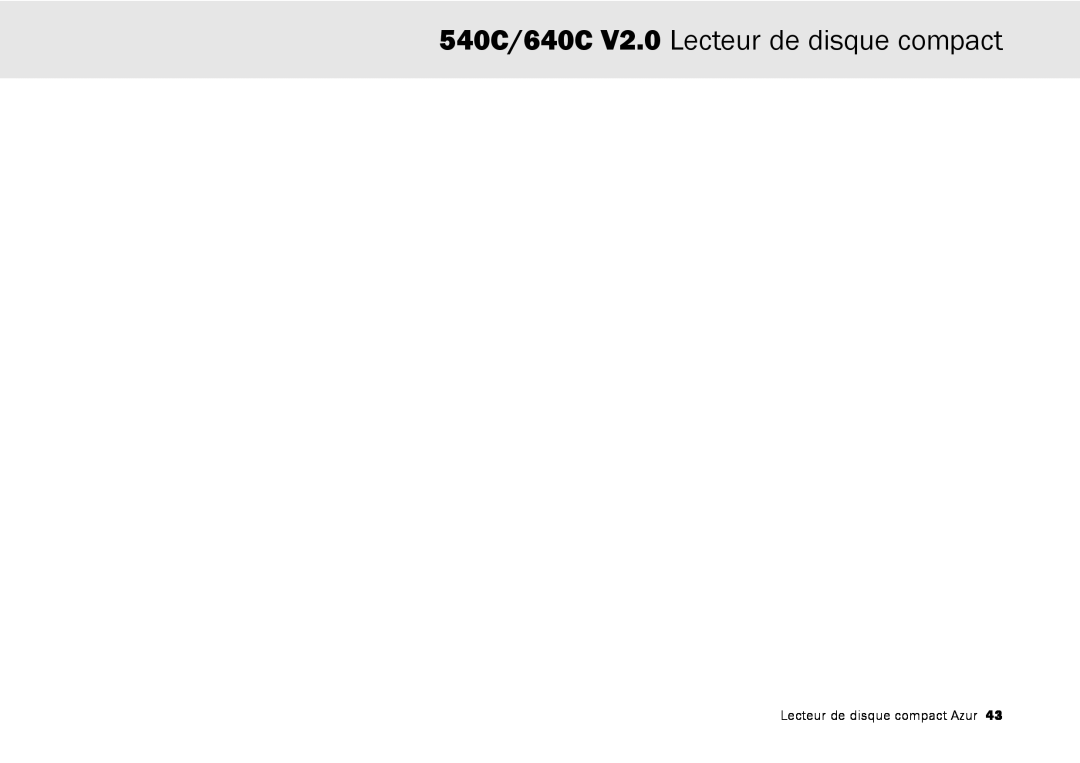 Cambridge Audio user manual 540C/640C V2.0 Lecteur de disque compact, Lecteur de disque compact Azur 