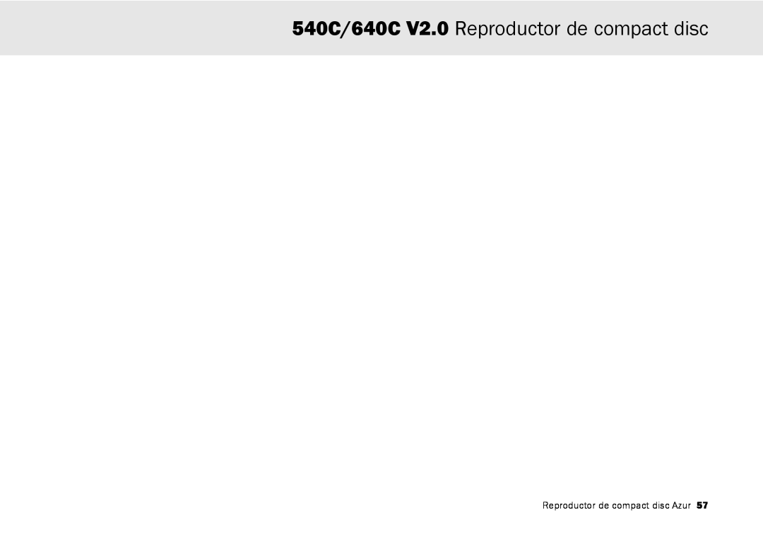 Cambridge Audio user manual 540C/640C V2.0 Reproductor de compact disc, Reproductor de compact disc Azur 