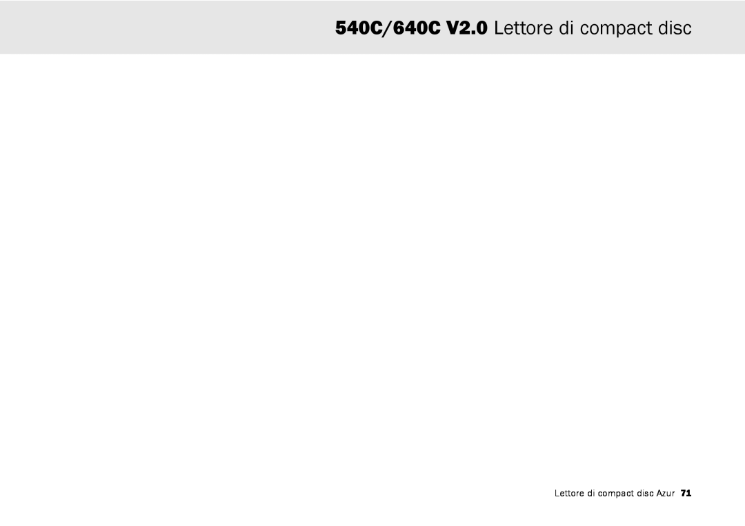 Cambridge Audio user manual 540C/640C V2.0 Lettore di compact disc, Lettore di compact disc Azur 