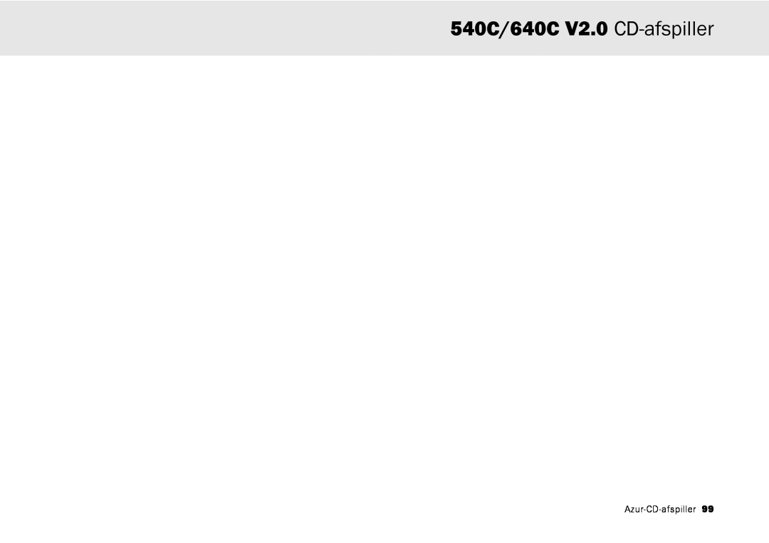 Cambridge Audio user manual 540C/640C V2.0 CD-afspiller, Azur-CD-afspiller 