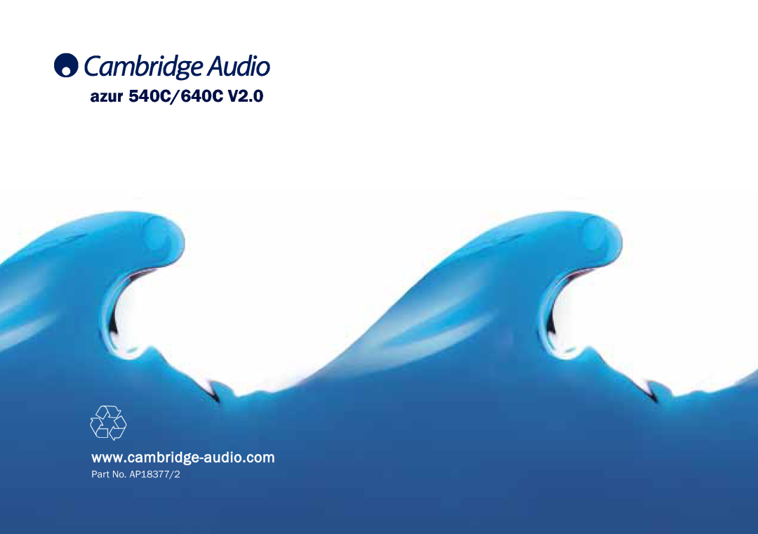 Cambridge Audio user manual azur 540C/640C, Part No. AP18377/2 