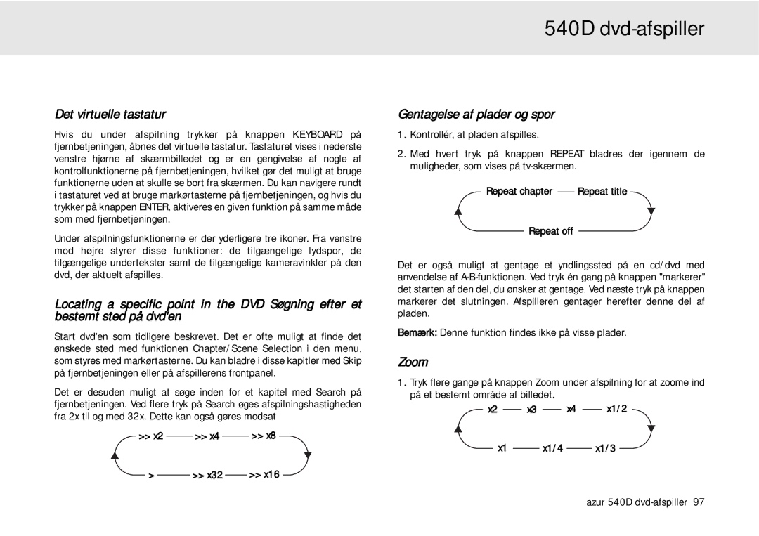 Cambridge Audio 540D user manual Det virtuelle tastatur, Gentagelse af plader og spor 