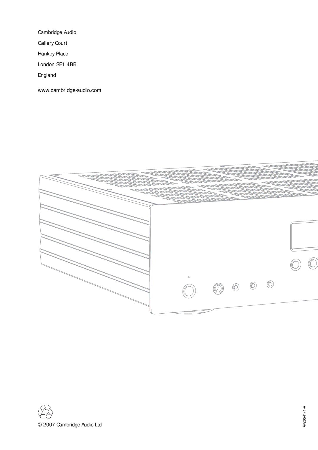 Cambridge Audio 540R V3 user manual AP20541/1-A 