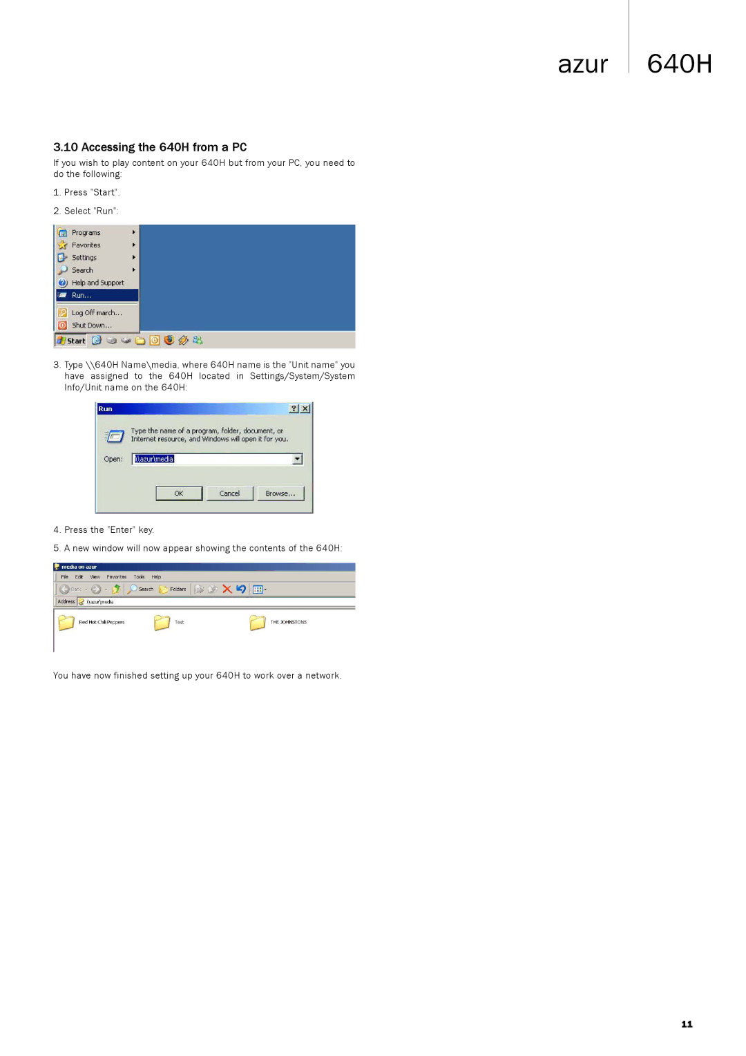 Cambridge Audio 640Hazur manual Accessing the 640H from a PC 