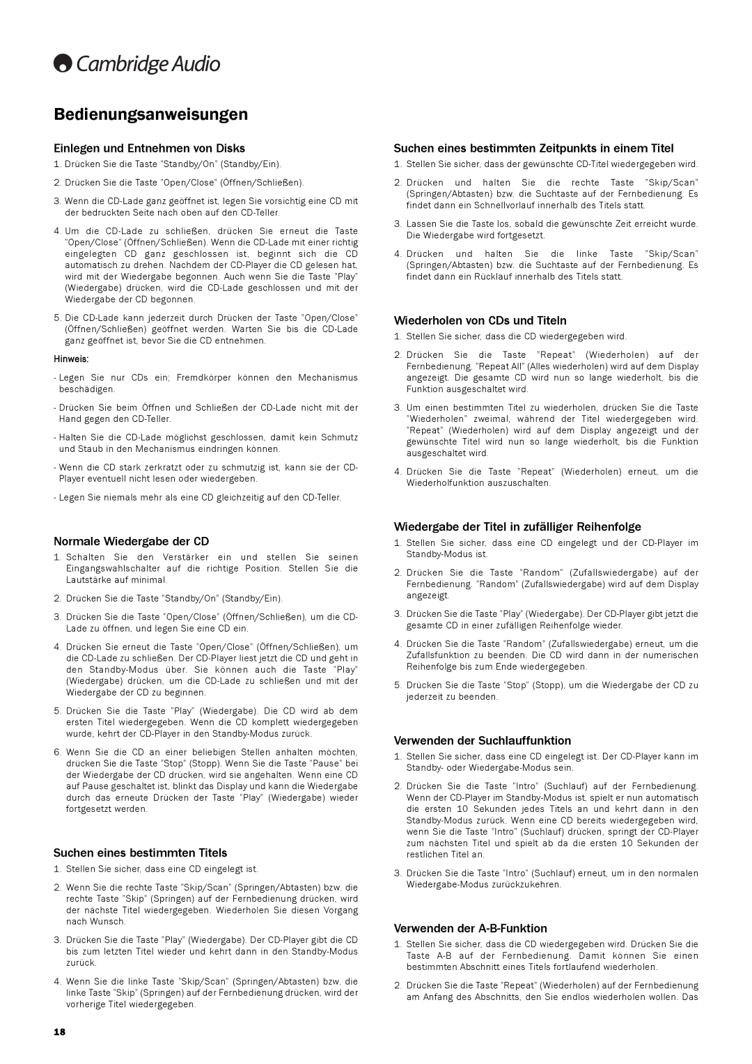 Cambridge Audio 740C user manual Bedienungsanweisungen 