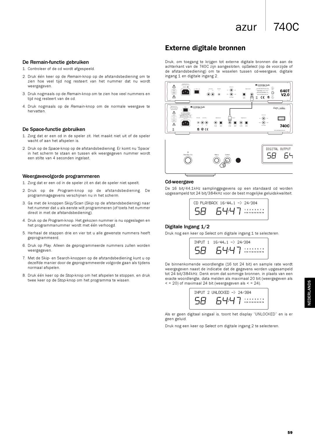 Cambridge Audio 740C user manual Externe digitale bronnen 