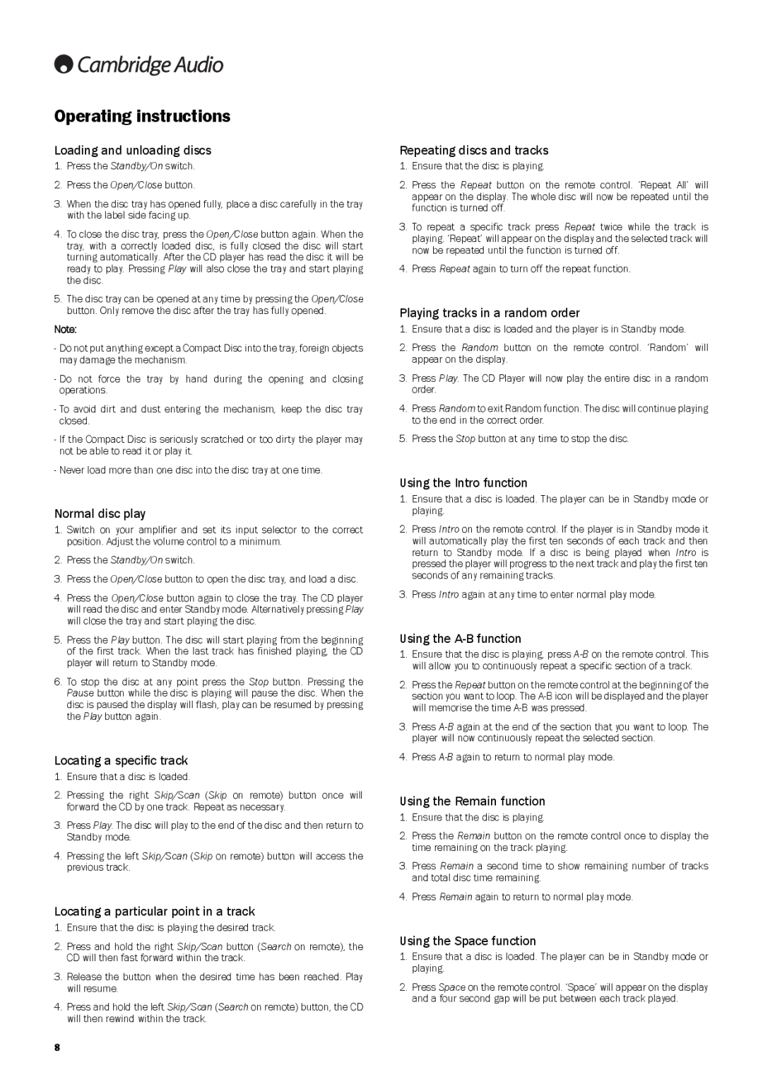 Cambridge Audio 740C user manual Operating instructions 