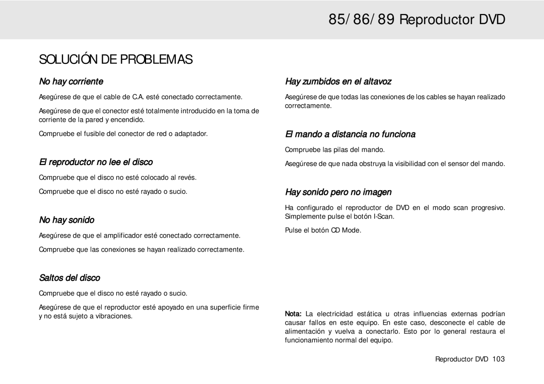 Cambridge Audio 80 Series manual Solución DE Problemas 