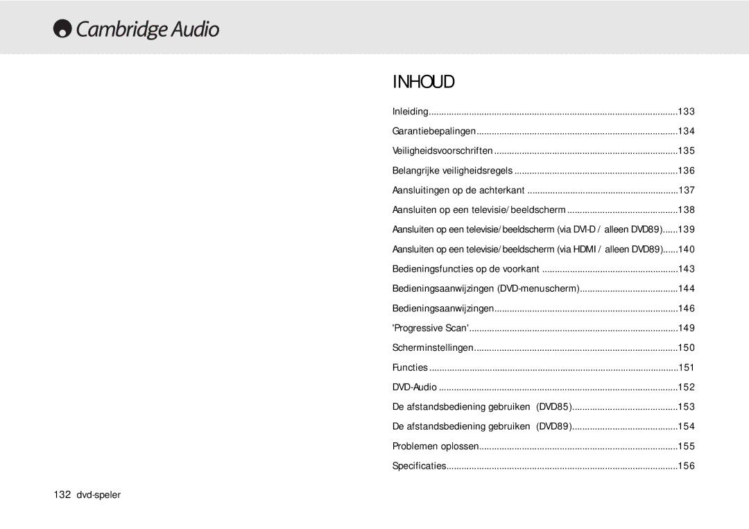 Cambridge Audio 80 Series manual Inhoud 