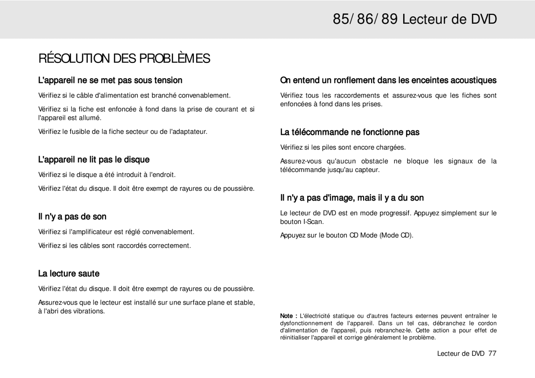 Cambridge Audio 80 Series manual Résolution DES Problèmes, Lappareil ne se met pas sous tension 