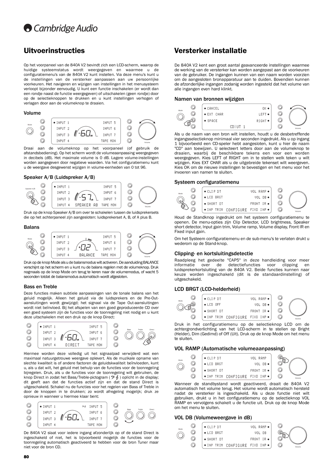 Cambridge Audio 840A V2 manual Uitvoerinstructies, Versterker installatie 