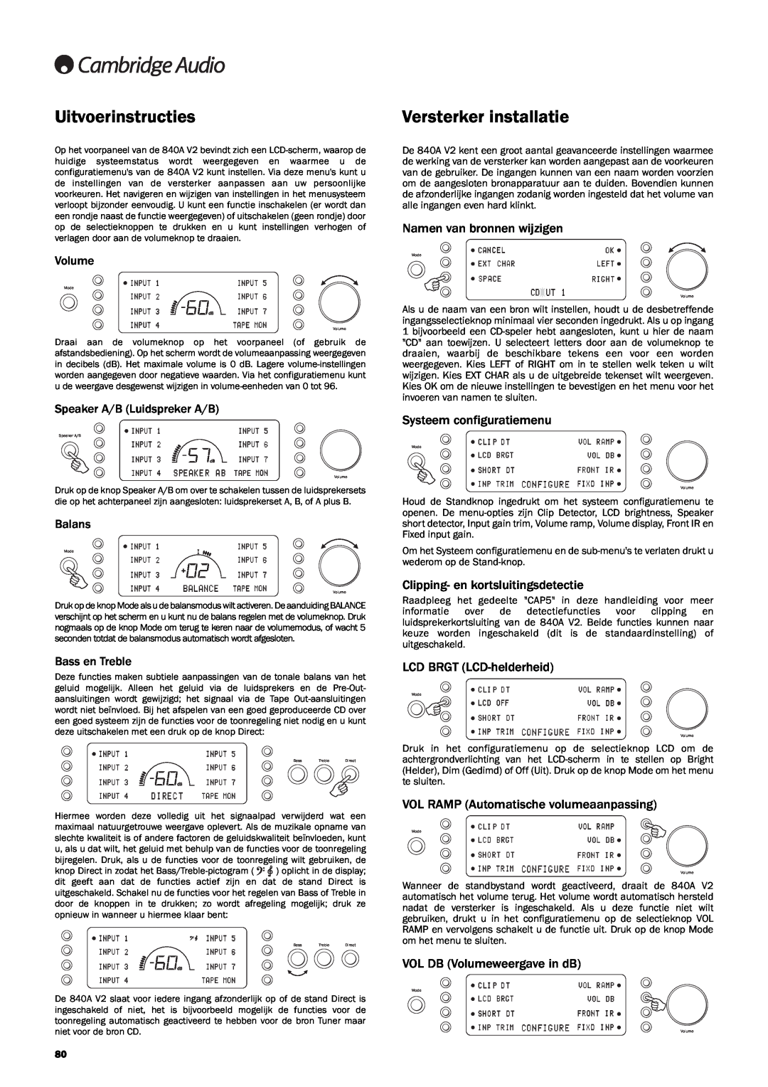 Cambridge Audio 840A V2 manual Uitvoerinstructies, Versterker installatie 