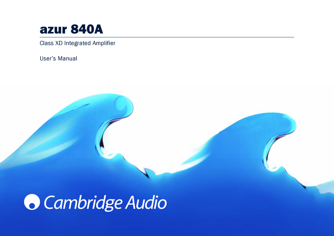 Cambridge Audio user manual Azur 840A 