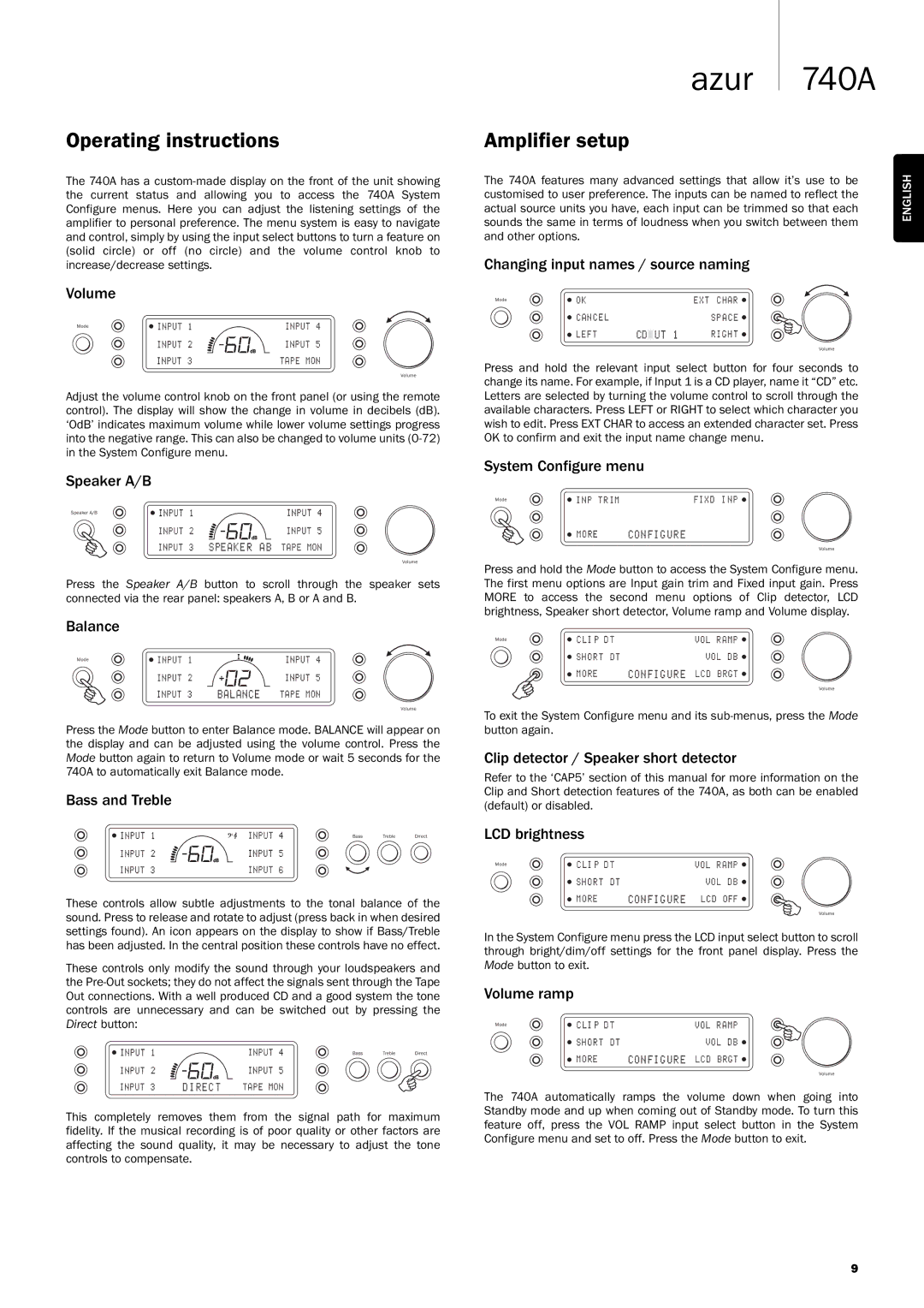 Cambridge Audio Azur 740A user manual Operating instructions, Amplifier setup 