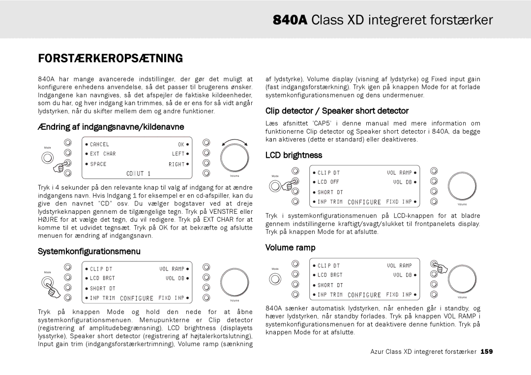 Cambridge Audio azur 840A user manual Forstærkeropsætning 