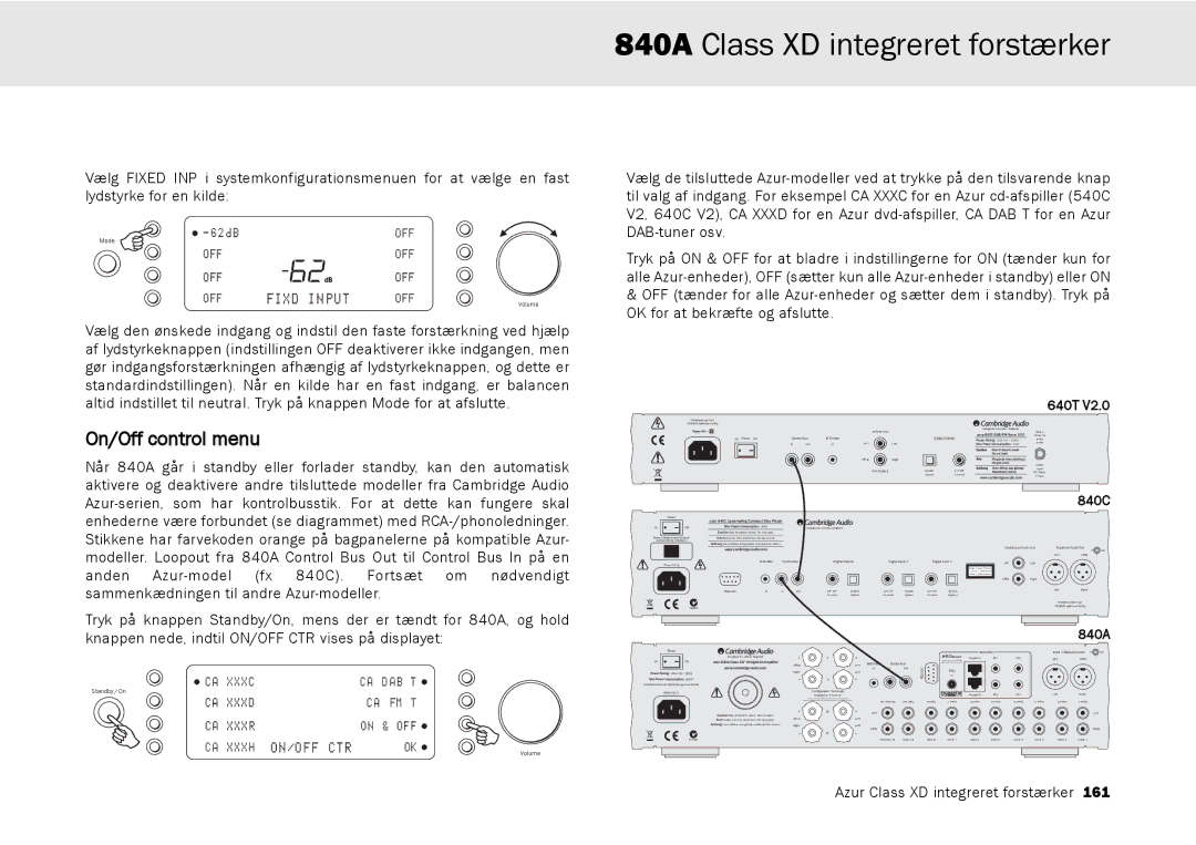 Cambridge Audio azur 840A user manual On/Off control menu, 640T 