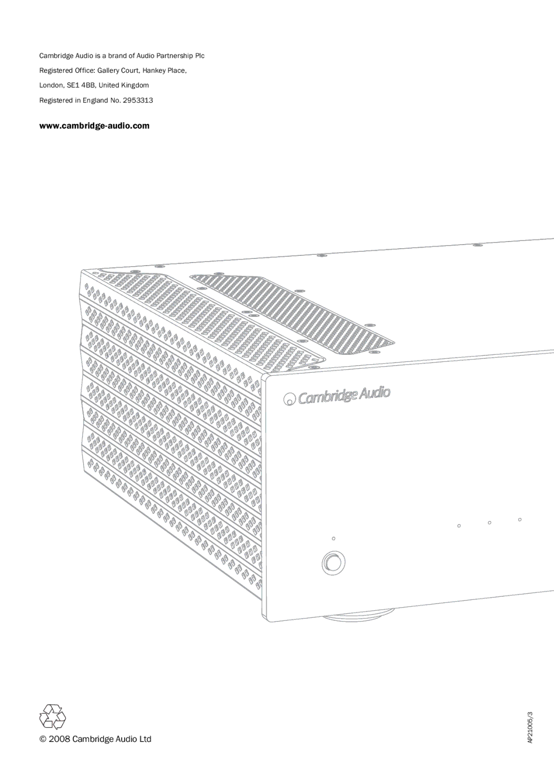 Cambridge Audio Azur 840W user manual AP21005/3 