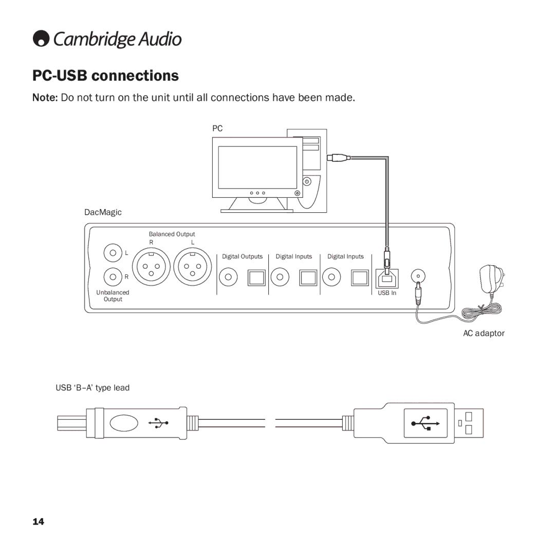 Cambridge Audio azur DacMagic user manual AC adaptor 