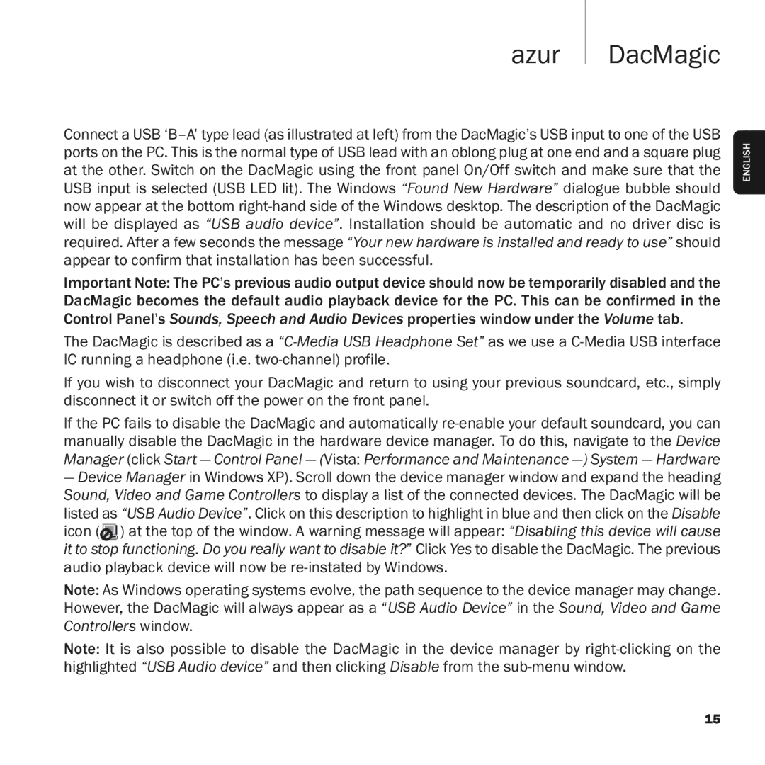 Cambridge Audio azur DacMagic user manual Azur DacMagic 